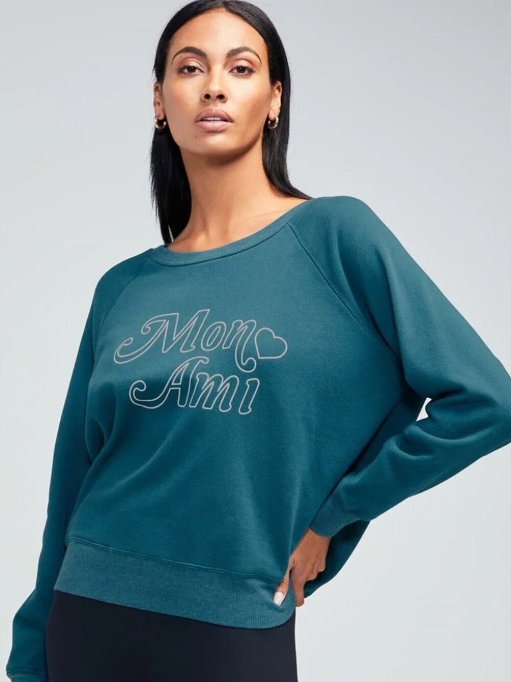 Wildfox Mon Ami Heart Sommers Sweatshirt Teal S NWT - Picture 5 of 11